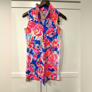 Lilly Pulitzer Blue Pink Sleeveless Sheath Dress